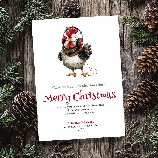 Kerstkaart Printen met Grappige Kippen