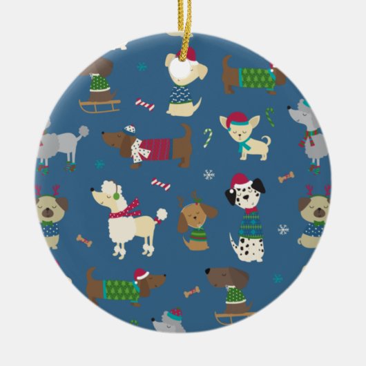 Kerstkaart Pups Keramisch Ornament (Voorkant)