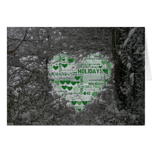 KerstKaart Red Green Hearts Prettige feestdagen (Voorkant Horizontaal)