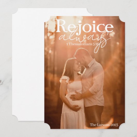 Kerstkaart 'Rejoice Always' (Voorkant / Achterkant)