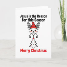 Kerstkaart Religieus Cute Rendier Jezus