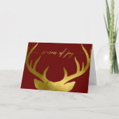 Kerstkaart Rendier Goud Seizoen van Vreugde Feestdagen Kaart (Voorkant)