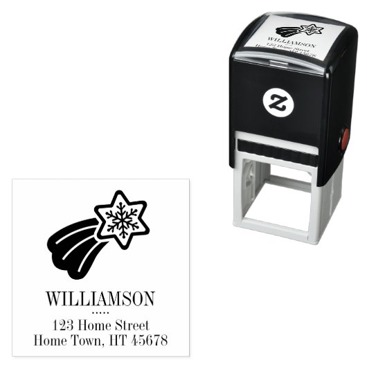 Kerstkaart Retouradres met Vallende Ster Zelfinktende Stempel (In situ)