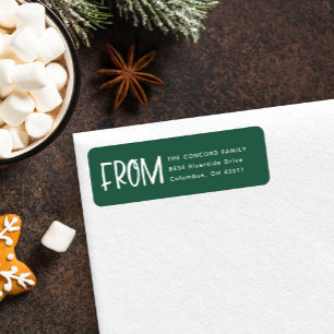 Kerstkaart retouradres schattig groen en wit etiket