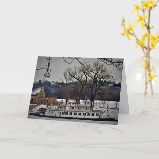 "Kerstkaart 'Rivierboot haven St. Paul'" Kaart (Gele Bloem)