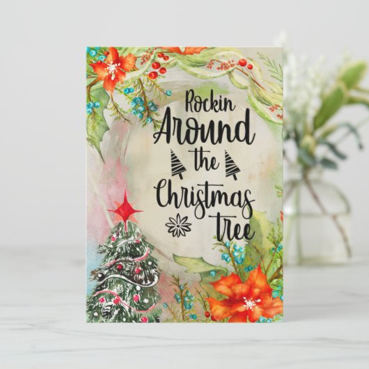 Kerstkaart Rockin' Around the Christmas Tree Kaart (Staand voorkant)