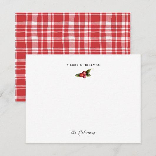 Kerstkaart Rode Bessen Notitiekaartje (Voorkant / Achterkant)