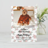 Kerstkaart rode bloem baby's eerste kerstmis kaart (Staand voorkant)