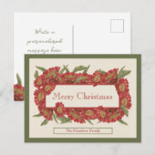 KerstKaart  Rode Floral Briefkaart (Voorkant / Achterkant)