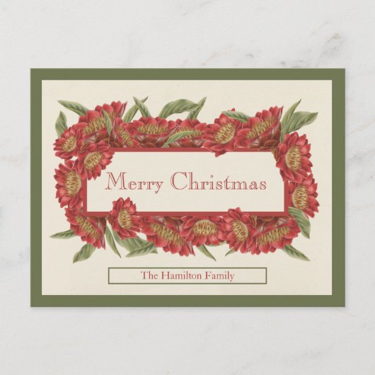 KerstKaart  Rode Floral Briefkaart (Voorkant)