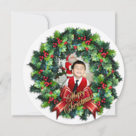 Kerstkaart ronde krans