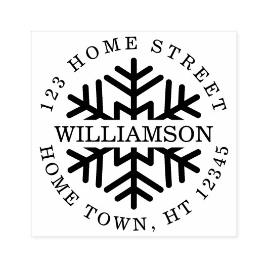 Kerstkaart Rondgaande Sneeuwvlok Retouradres Rubberstempel (Afrduk)