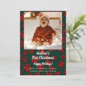 Kerstkaart rood groen baby's eerste Kerstmis Kaart (Staand voorkant)