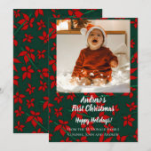 Kerstkaart rood groen baby's eerste Kerstmis Kaart (Voorkant / Achterkant)