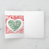 kerstKaart - Rood groen laat het sneeuwhart Feestdagen Kaart (Binnen)