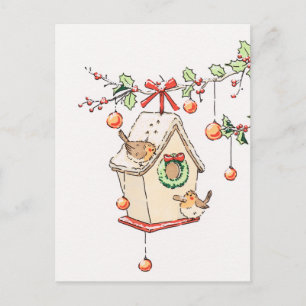 Kerstkaart roodborst sneeuw, Robin Christmas card Feestdagenkaart