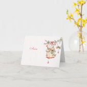 Kerstkaart roodborst tafeldecoratie kaart (Gele Bloem)