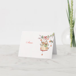 Kerstkaart roodborst tafeldecoratie kaart