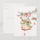 Kerstkaart roodborstje sneeuw, Robin Kerstkaart Feestdagenkaart (Voorkant / Achterkant)