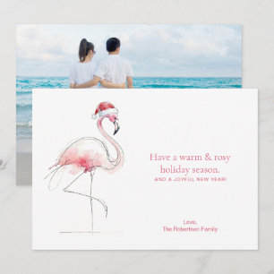 KERSTKAART Roze Flamingo Florida Kerstkaart