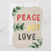 Kerstkaart Rustic Goud Vrede Vreugde Liefde (Voorkant)