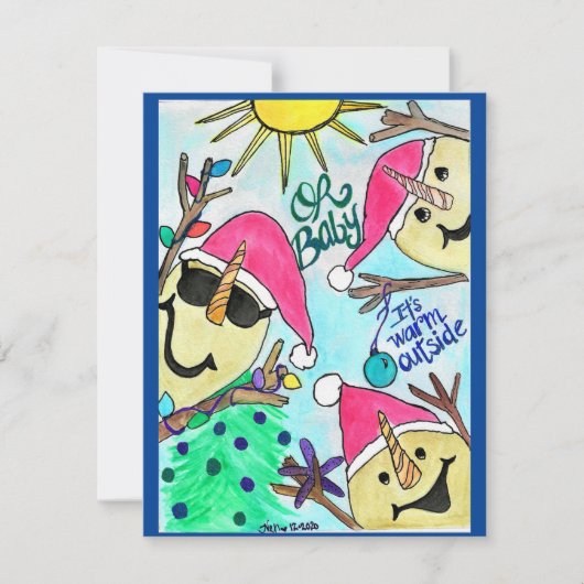 Kerstkaart Sandymen Baby Het is buiten Warm (Voorkant)