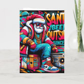 Kerstkaart Santa Beent Buiten Kaart (Achterkant)