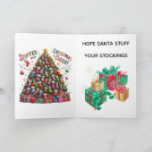 Kerstkaart Santa Beent Buiten Kaart (Binnen)