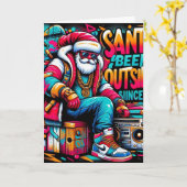 Kerstkaart Santa Beent Buiten Kaart (Gele Bloem)