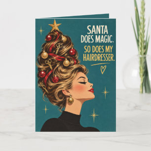 Kerstkaart 'Santa doet magische kapper' Kaart