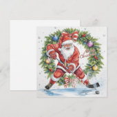 Kerstkaart Santa Hockey (Voorkant / Achterkant)