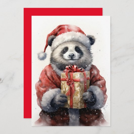 Kerstkaart Santa Panda Flat (Voorkant / Achterkant)