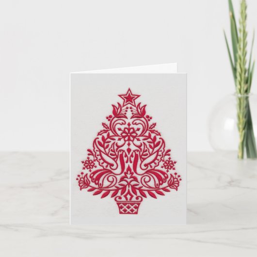 kerstkaart - Scandinavische kerstboomkunst Feestdagen Kaart (Voorkant)