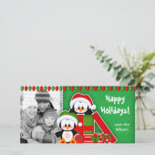 Kerstkaart Schattigee pinguïns (Staand voorkant)