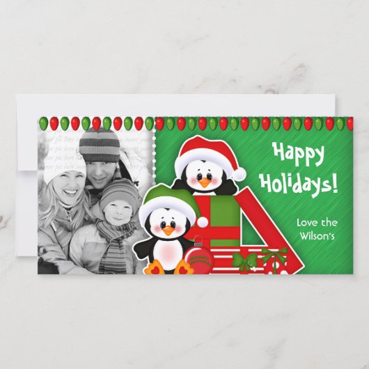 Kerstkaart Schattigee pinguïns (Voorkant)