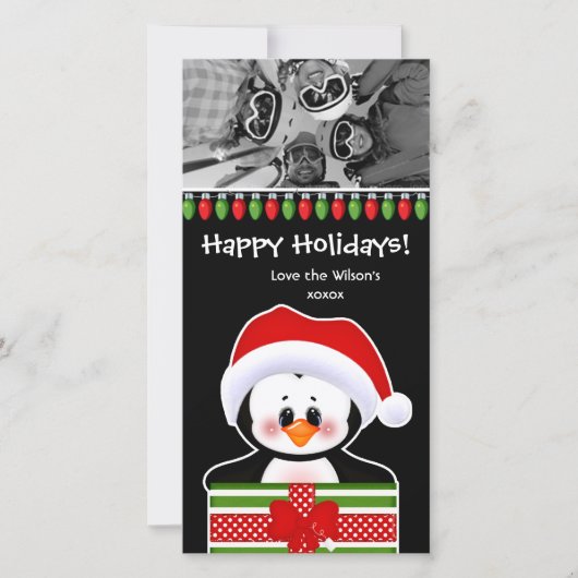 Kerstkaart Schattigee pinguïns (Voorkant)