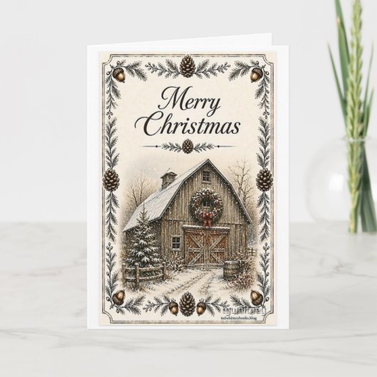 Kerstkaart - Schuur Feestdagen Kaart (Voorkant)