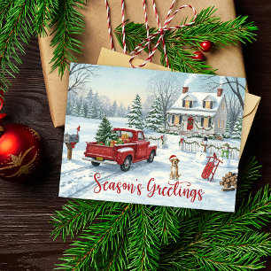 Kerstkaart Seizoensgroeten Kerstmis Watercolor Feestdagenkaart