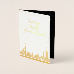 Kerstkaart Silent Night Carol Vakantie folie Folie Kaarten