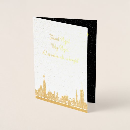 Kerstkaart Silent Night Carol Vakantie folie Folie Kaarten (Voorkant)