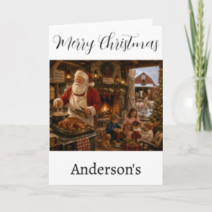 Kerstkaart Sinterklaas die ontbijt maakt Feestdagen Kaart