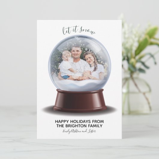 Kerstkaart Sneeuwbol Laat het sneeuwen 2021 Kaart (Staand voorkant)