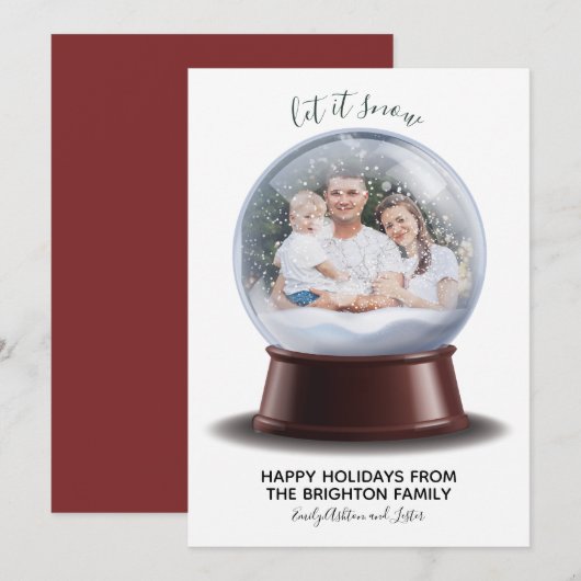 Kerstkaart Sneeuwbol Laat het sneeuwen 2021 Kaart (Voorkant / Achterkant)