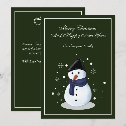 Kerstkaart Sneeuwman Plat (Voorkant / Achterkant)