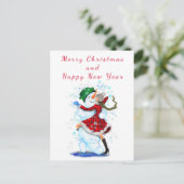 kerstKaart Snowman en Girl Dance - Fun Briefkaart (Staand voorkant)