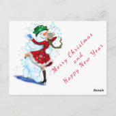 kerstKaart Snowman en Girl Dance - Fun Briefkaart (Achterkant)