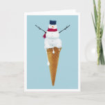 kerstkaart Snowman Ice-crème Feestdagen Kaart<br><div class="desc">Een sneeuwpop in een ijsje die klaar is om te eten.</div>