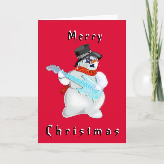 kerstKaart Snowman met Guitar Musical Kaart (Voorkant)