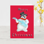 kerstKaart Snowman met Guitar Musical Kaart (Gele Bloem)