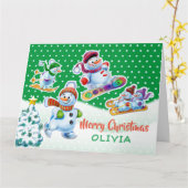 Kerstkaart, snowmen, douanenaam. kaart (Gele Bloem)